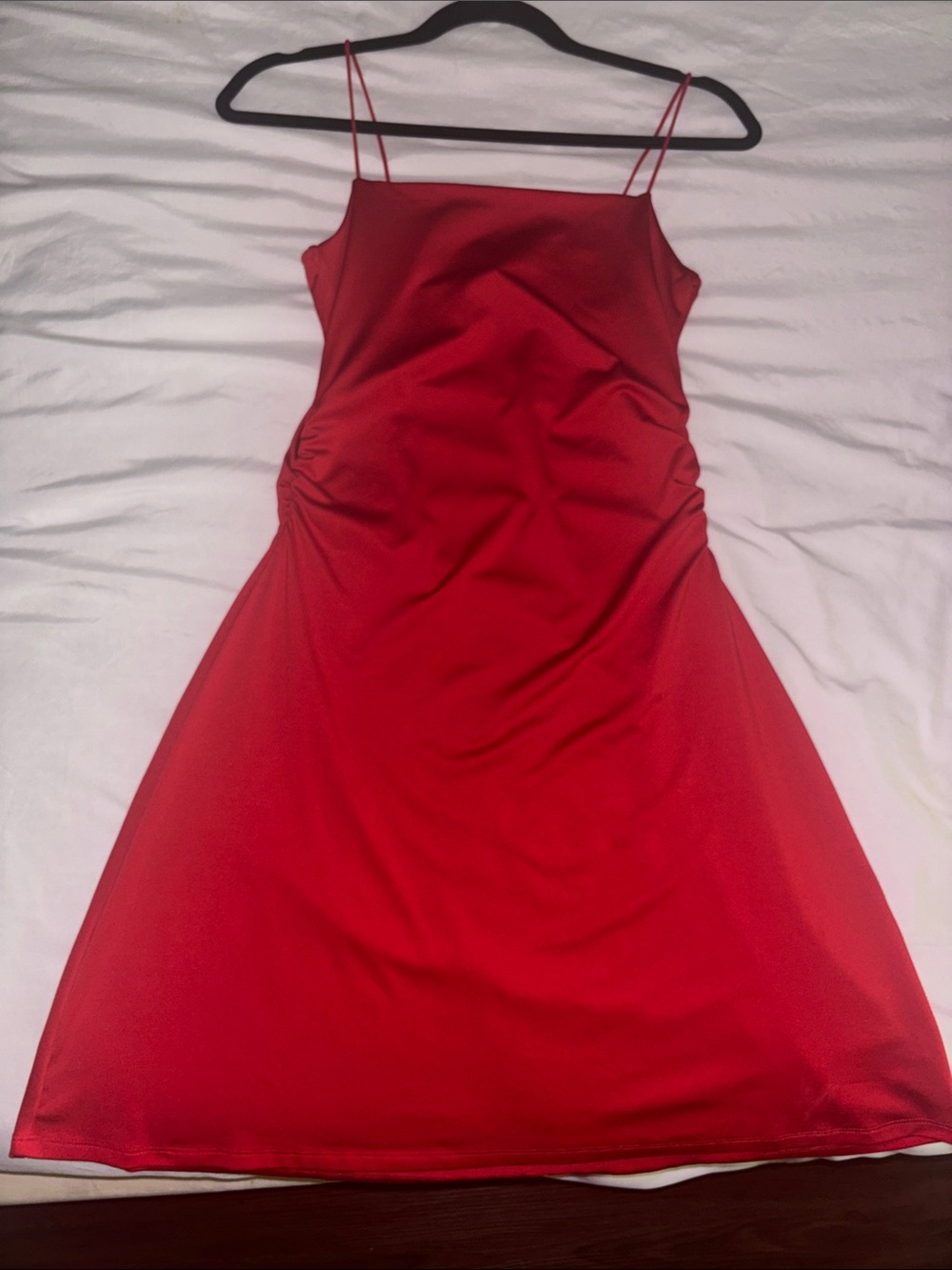Divided Red Spaghetti Strap Mini Dress
